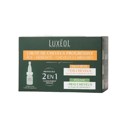 LUXEOL Chute De Cheveux Progressive 2en1, 14*6ML